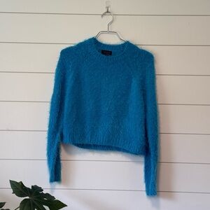 Topshop Fuzzy Blue Women's Sweater Cookie Monster Size 6